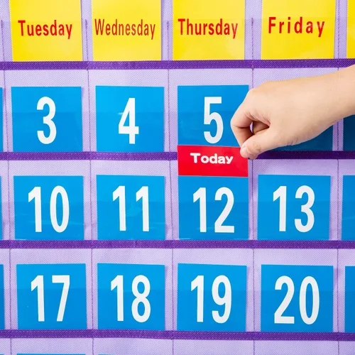 Miniatura 5 de Calendario mensual de bolsillo, calendario escolar, kit de calendario escolar para aula escolar recursos de aprendizaje (morado)