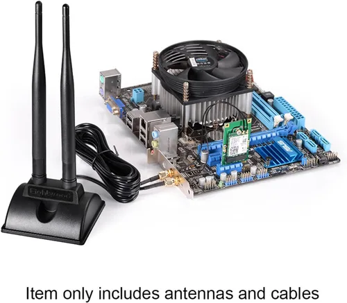 Miniatura 2 de Eightwood Antena WiFi macho RP-SMA de doble banda de 2.4 GHz y 5 GHz + cable hembra RP-SMA de 9.8 pulgadas, paquete de 2 unidades para tarjeta