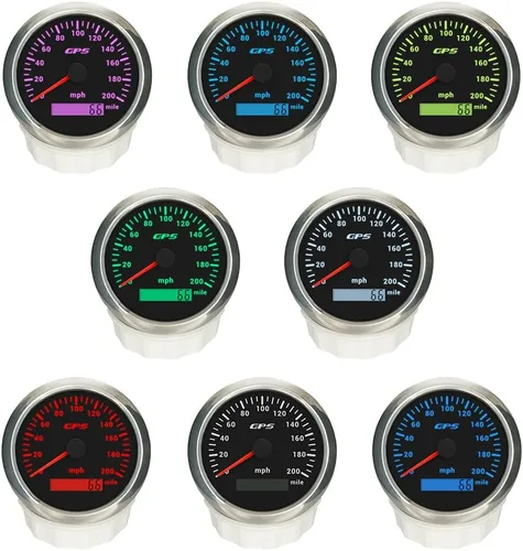 Miniatura 3 de ELING Velocímetro GPS de 3.346 in 0-200 MPH Kit de medidor de velocidad para coche, camión, motocicleta con 7 retroiluminaciones 12 V 24 V