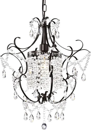 Miniatura 12 de Candelabro pequeño para dormitorio, candelabro cromado 90% preensamblado, mini candelabro de cristal acrílico, 1 lámpara colgante para dormitorio