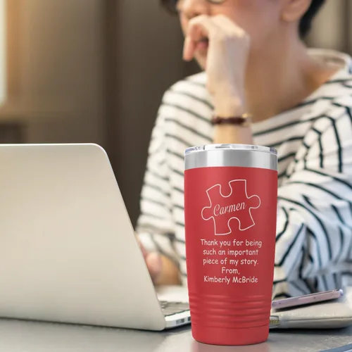 Miniatura 3 de PlaqueMaker Tazas de café, té y agua, tazas y vasos de viaje personalizados con texto en inglés "Thank You For Being A Piece of My Story", grandes