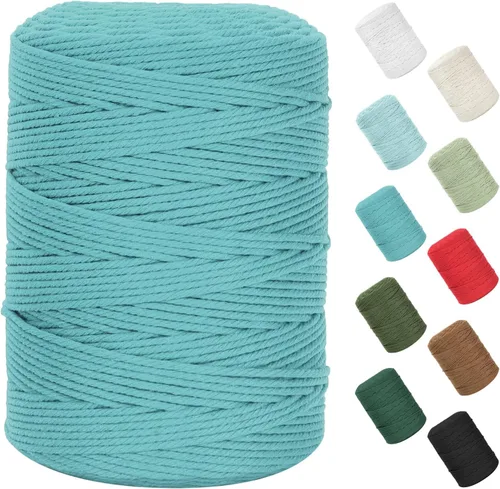 Miniatura 66 de Cordón de macramé de 0.079 in x 380 yardas (1140 pies), cuerda de algodón natural para colgar en la pared, ganchos de plantas, manualidades, Beige