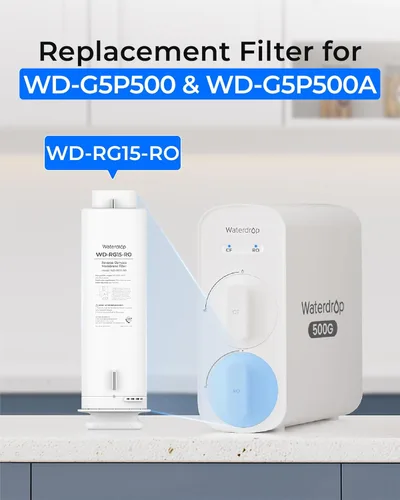 Miniatura 2 de Waterdrop Filtro G5P500-RO, repuesto para sistema de ósmosis inversa para debajo del fregadero Waterdrop G5P500 y G5P500A, vida útil de 24 meses