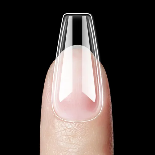 Miniatura 8 de Kit de Uñas de Gel Beetles de Extensión Fácil con 500 Puntas Medianas en Forma de Ataúd 5 en 1, Gel Base de Pegamento de Uñas y Lámpara LED 0-4-M