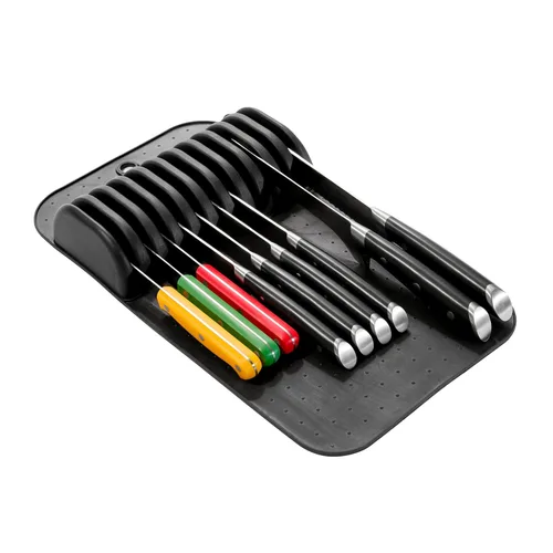 Madesmart Tapete Premium Antimicrobiano Clásico Grande para Cuchillos con Agarre Suave, Cajón Antideslizante, Organización del Hogar de Larga Carbon
