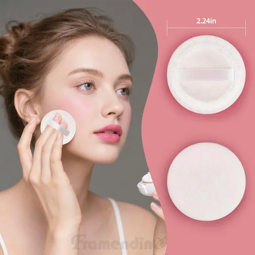 Miniatura 2 de Framendino, Cutton - Paquete de 10 almohadillas suaves de terciopelo para maquillaje cosmético con cara de cinta