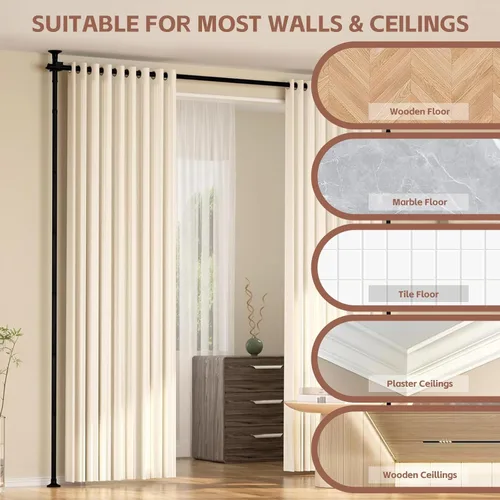 Miniatura 4 de Barra de cortina divisora de ambientes – Divisores de habitación sin perforaciones para separación de habitaciones, 4-10 pies de alto 28-120