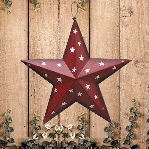 Miniatura 2 de Juego de 3 estrellas de granero de metal, decoración de pared patriótica estadounidense con bandera americana americana para colgar en interiores