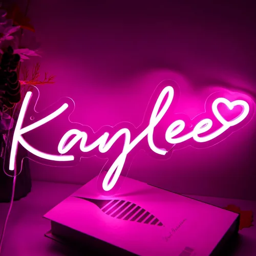 Miniatura 14 de Letrero de neón grande con nombre de Bella para decoración de pared, luz LED de neón para dormitorio de niños, decoración de fiesta de cumpleaños