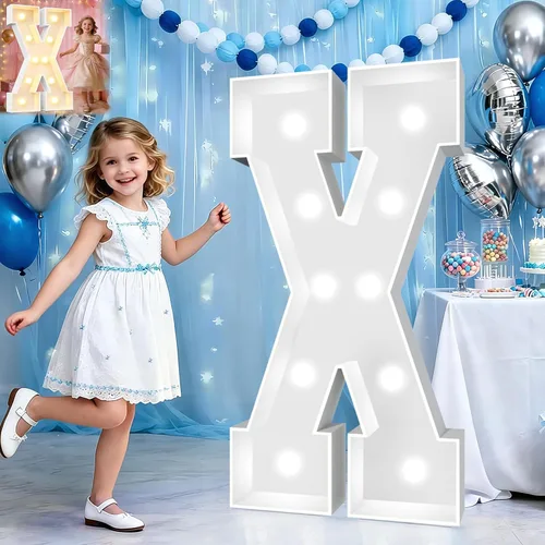 Miniatura 33 de Pooqla Letras de marquesina iluminadas de 3 pies, letras de marquesina con luz LED blanca fría y blanca cálida, letras de mosaico gigante para Letra