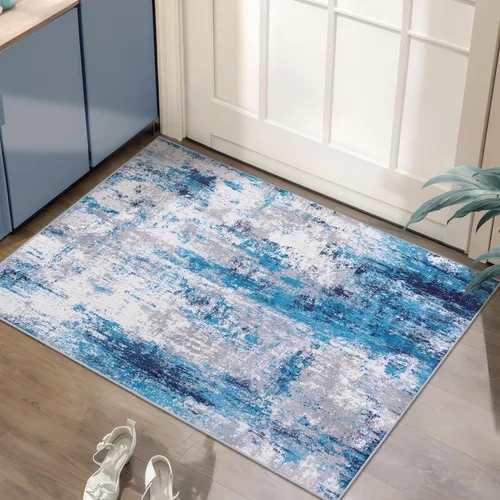 Miniatura 71 de Ciicool Alfombra de pasillo lavable de 2 x 6, alfombra moderna abstracta para pasillo, antideslizante, delgada, ligera, con estampado gris marino