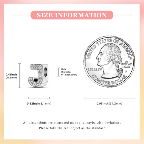 Miniatura 6 de PARCOM Dijes de letras compatibles con pulseras Pandora de plata esterlina S925 con iniciales para pulseras del alfabeto A-Z, cuentas de letras