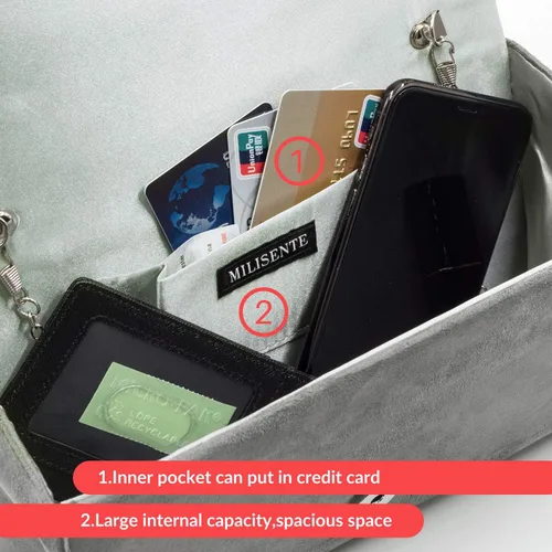 Miniatura 4 de Milisente Bolso de noche para mujer de gamuza plisada bolso de mano