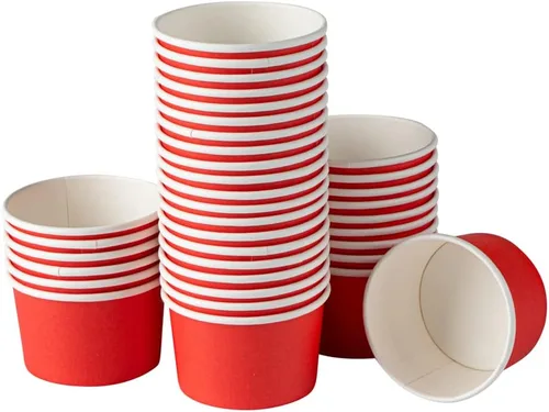 Miniatura 2 de Restaurantware 50 unidades rojo para llevar taza desechable de 3 x 3 x 1.8 pulgadas, mini taza de papel resistente a la grasa reciclable diseño