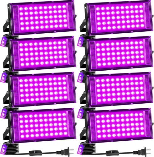 Miniatura 9 de Paquete de 4 Reflectores LED de Luz Negra de 50W IP66 Impermeables, Reflector de Luz Negra para Exteriores con Interruptor+Cable de 6 Pies, Foco