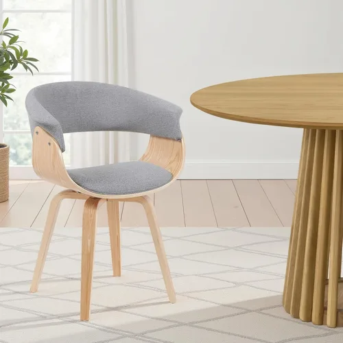Miniatura 12 de Armen Living Silla de verano moderna de mediados de siglo en tela azul con acabado de madera de nogal - Juego de 2
