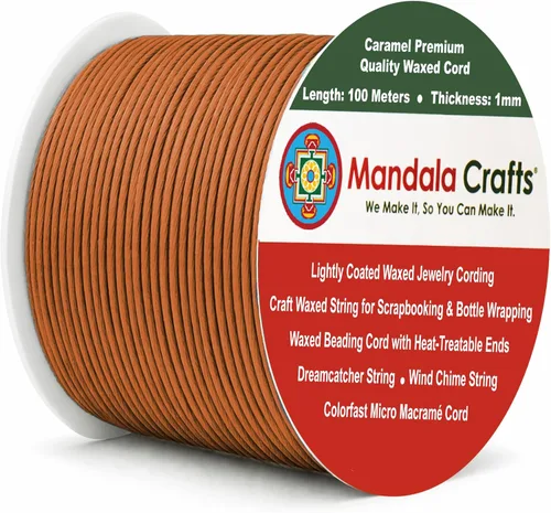 Miniatura 129 de Cuerda Mandala Crafts 0.03 pulgadas 109 yardas para hacer joyería, artesanía, macramé, cuerda de algodón encerado Negro