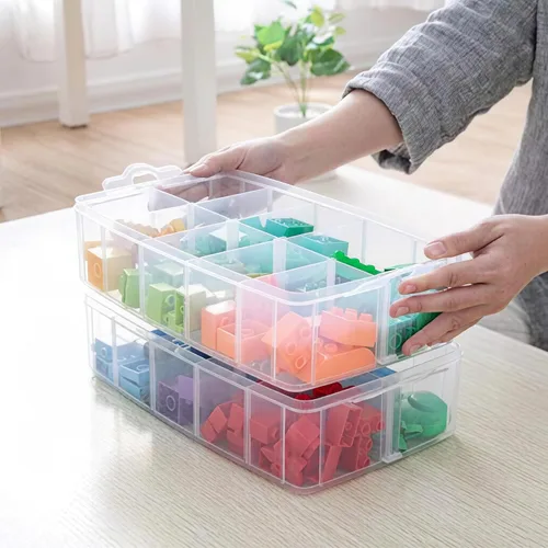 Miniatura 5 de Sooyee - Caja de almacenamiento de 3 capas para cosas y manualidades con 30 compartimentos ajustables para organizar cinta Washi, accesorios