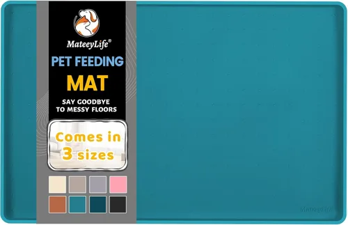 MateeyLife Tapete de silicona para comida para gatos y perros para pisos, impermeable, antideslizante para alimentos y agua, tapete de alimentación