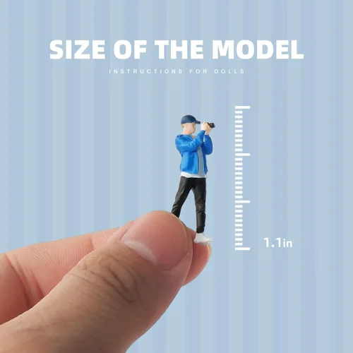 Miniatura 6 de kivcmds Figura Pintada Escala 1:64 Mini Modelo Trenes Arquitectónico Figuras de Personas de Plástico Figura de Niño Fotógrafo Azul de Pie, Adecuado