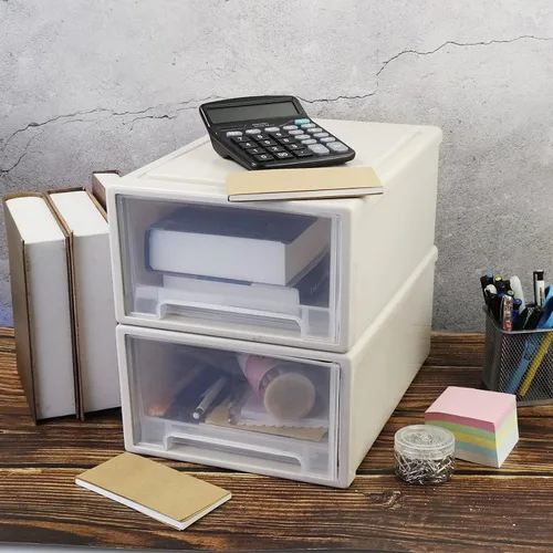 Miniatura 5 de Paquete de 4 cajones apilables de almacenamiento, caja organizadora de 12 cuartos de galón