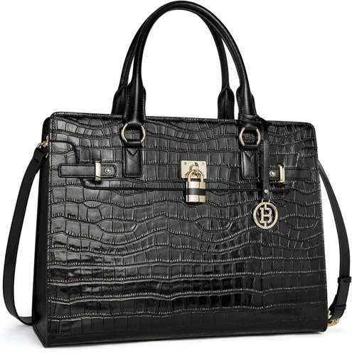 Miniatura 10 de BOSTANTEN Maletín para mujer de 15.6 pulgadas, bolso de cuero para laptop vintage, elegante bolso de negocios para abogadas, bolsa de trabajo