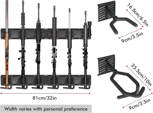 Miniatura 8 de Robust Bastidores de armas de interior para montaje en pared, soporte de pared ajustable para armas, soporte de pistola de acero resistente