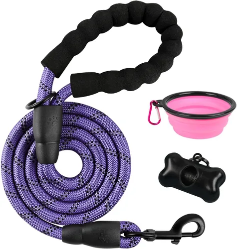 Miniatura 12 de BARKBAY Correas de perro para perros grandes, correa resistente de 4/5/6 pies con cómodo mango acolchado e hilos altamente reflectantes para perros