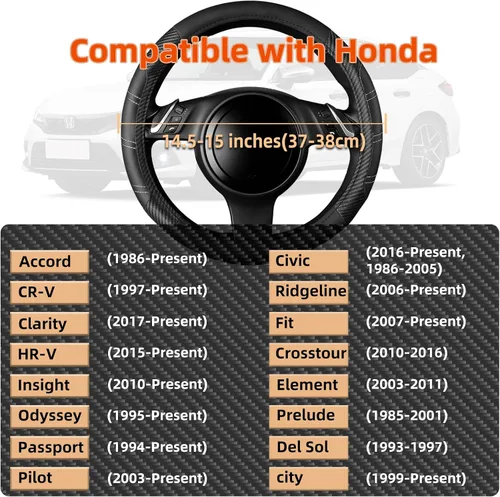 Miniatura 2 de NBTEPEM Funda personalizada para volante de automóvil para Honda Accord, Civic, CR-V, HR-V, Pilot, fundas deportivas de cuero de microfibra de 14.5