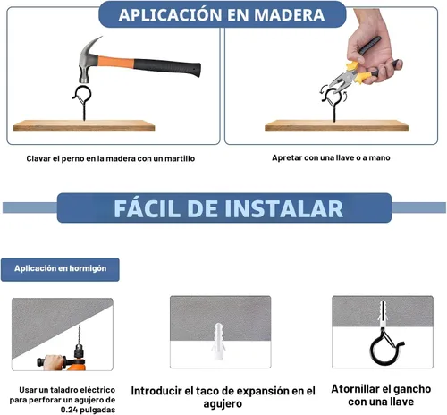Miniatura 6 de ADIIL 12 ganchos Q con hebilla de seguridad, ganchos de tornillo resistentes al viento para colgar luces de cadena al aire libre, plantas, luces