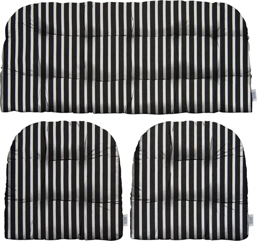 Miniatura 61 de RSH DECOR: Sunbrella 3-Piece Tufted Wicker Cushion Set 44" x 22" & 22" x 22" Outdoor Loveseat & U-Shaped Seat Cushions Crafted with