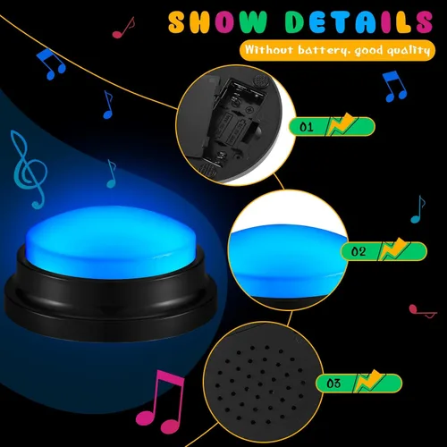 Miniatura 2 de Honoson Paquete de 8 botones de respuesta grabables, botones de sonido programables personalizables, divertidos regalos de cumpleaños para familia