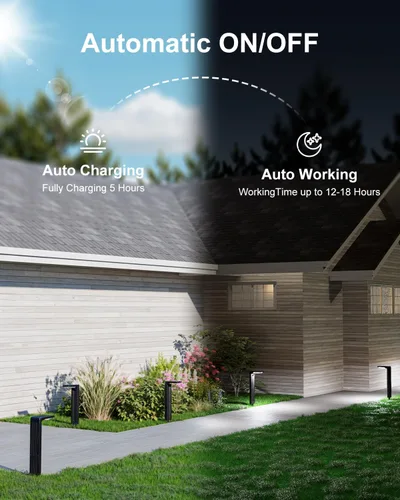 Miniatura 8 de Paquete de 6 luces solares para camino, impermeables, 30 LED, lámpara de paisaje brillante para exteriores, camino, entrada, acera, patio, césped