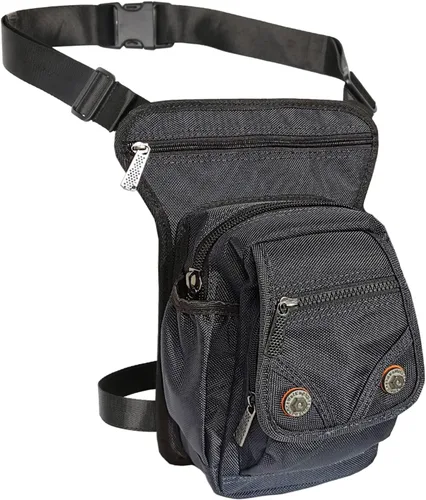 Miniatura 7 de Bolsa de nailon para la pierna, bolsa de muslo Riñonera táctica para hombro, Negro -, M