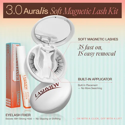 Miniatura 5 de LASHVIEW Kit de pestañas magnéticas suaves, aspecto natural con imanes ultradelgados de 0.17mm, pestañas cómodas sin pegamento con aplicador