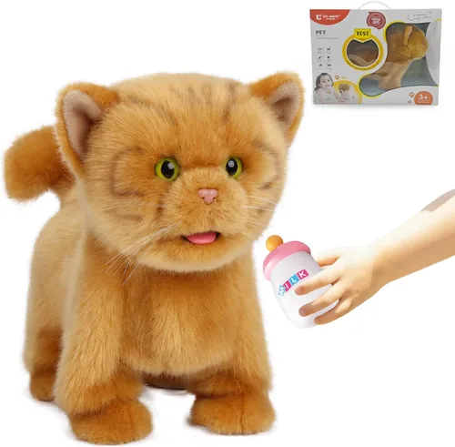 Miniatura 11 de CU-MATE Juguetes eléctricos de peluche de 12 pulgadas, juguete electrónico de peluche para gato, robot interactivo, juguete interactivo