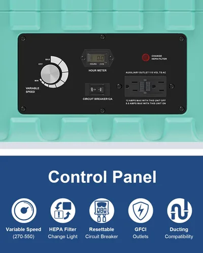 Miniatura 4 de ALORAIR PureAiro HEPA Pro 770 - Limpiador de aire industrial, sistema de filtración de 3 etapas, toma GFCI, máquina negativa, limpiador de aire