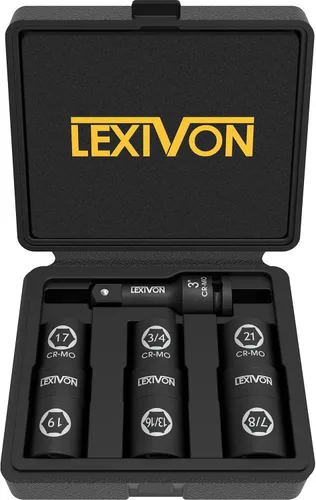 Miniatura 7 de LEXIVON Juego de adaptadores de enchufe de grado de impacto, broca de extensión de 3 pulgadas con soporte, 3 unidades de 1/4, 3/8 y 1/2 pulgadas