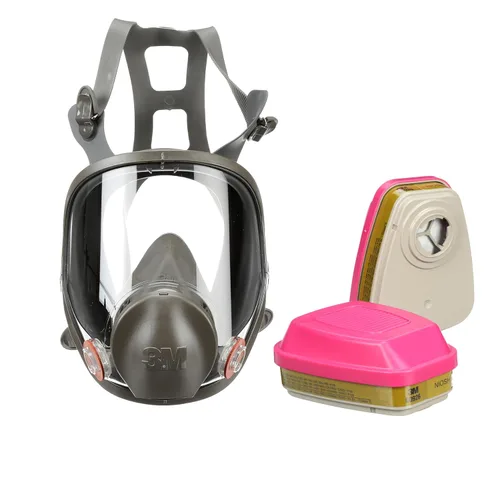 3M - Respirador reutilizable de cara completa 6800, NIOSH, protección ocular de alto impacto ANSI, M + cartucho respirador 3M P100/filtro 60926,