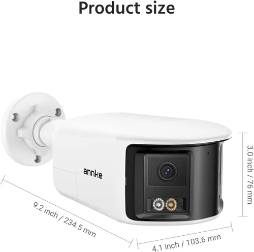 Miniatura 8 de Cámara de seguridad exterior de doble lente ANNKE FCD600 con FoV de 180°, cámara IP PoE panorámica de 6MP, detección inteligente