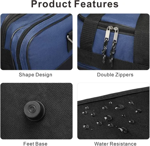Miniatura 4 de AirBuyW Bolsa de lona de 16 pulgadas, de viaje, para fin de semana, para deporte, gimnasio, correa ajustable para hombres y mujeres, Azul Real