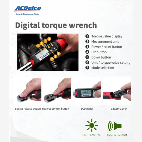 Miniatura 3 de ACDelco, ARM601-4, llave dinamométrica digital, 1/2 pulgadas (4 a 99 ft-lb)