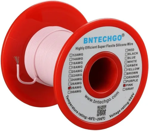 Miniatura 18 de BNTECHGO Carrete de alambre de silicona de calibre 28 rojo 250 pies Flexible 28 AWG alambre de cobre estañado trenzado