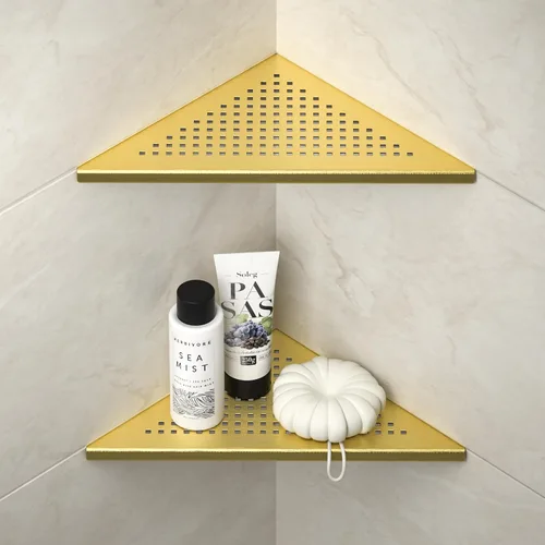 Miniatura 12 de Estante de Ducha de Esquina, Acero Inoxidable 304 Negro Mate de 10 pulgadas con Rejilla Empotrada para Pared de Azulejos, Estante de Baño Empotrado
