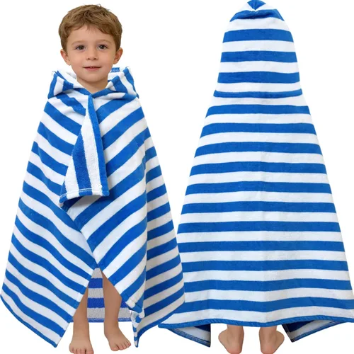 Miniatura 17 de VOOVA & MOVAS Toalla de playa con capucha para niños de 3 a 8 años, 30 x 50 pulgadas, suave, gruesa, grande, 100% algodón, absorbente para playa