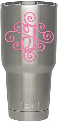 Miniatura 54 de Monogram - Calcomanía troquelada/vinilo adhesivo. Haga clic para opciones de color/letra. Disponible en cuatro colores y todas las letras de la A