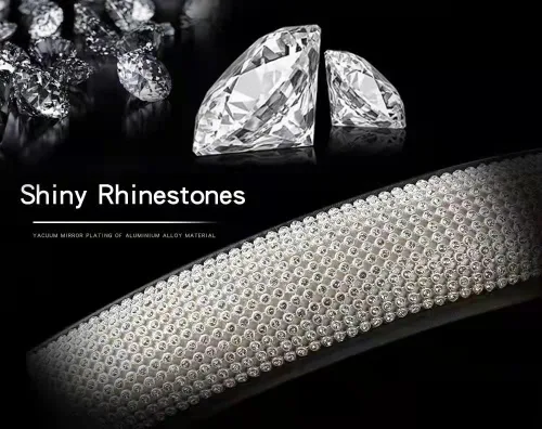 Miniatura 3 de Funda de volante de cuero con diamantes brillantes, fundas de volante rosas para mujeres y niñas con diamantes de imitación de cristal, accesorios
