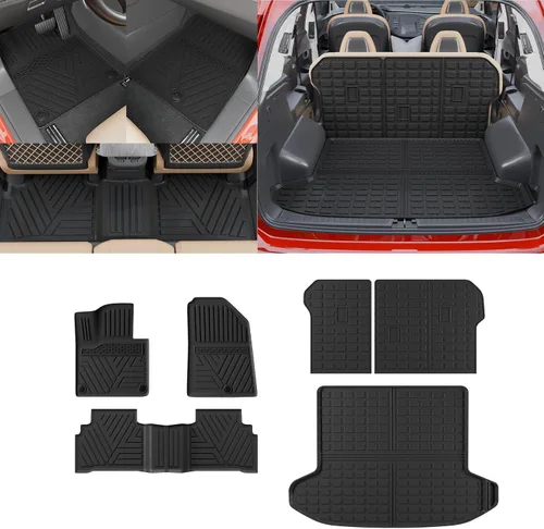 Miniatura 15 de Alfombrillas de Piso Compatibles con Ford Explorer 2020-2026 de 6 Asientos, Alfombrilla de Maletero, Forro de Carga TPE, Protector de Asiento