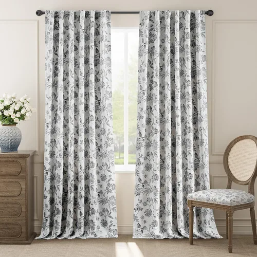 Miniatura 20 de jinchan Cortinas Opacas Florales para Dormitorio, 63 Pulgadas de Largo Cortinas Opacas con Estampado de Flores, Estilo Campo Francés con Pestañas