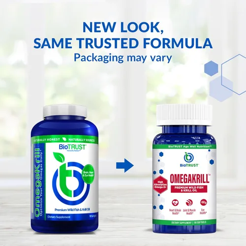 Miniatura 2 de BioTrust OmegaKrill Suplemento Omega 3 EPA y DHA, aceite de pescado y krill para proporcionar apoyo para articulaciones, corazón, cerebro, ojos